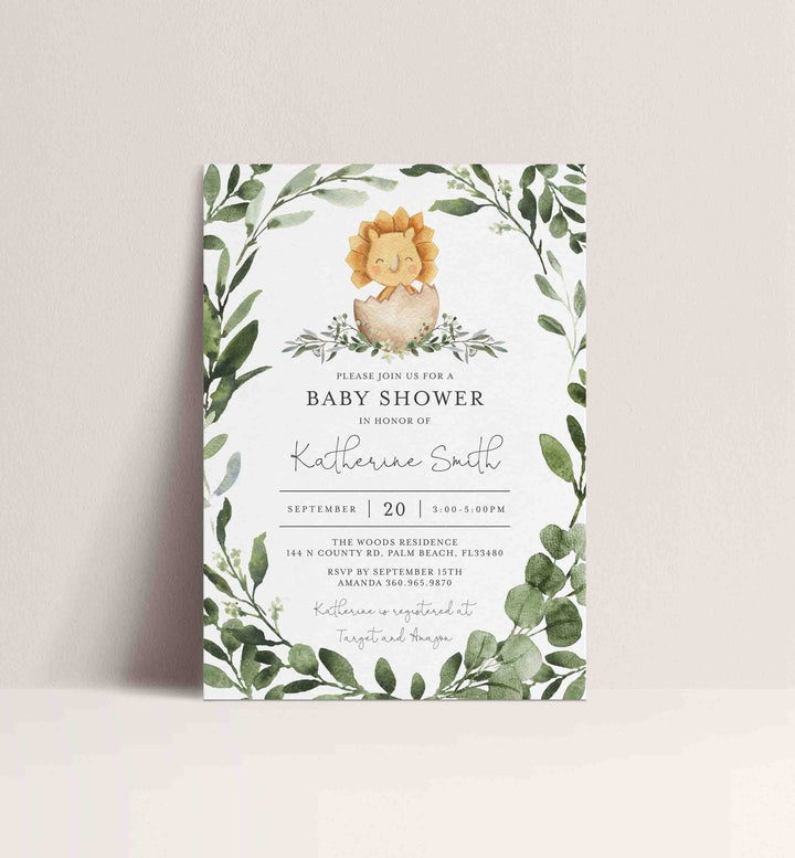 Baby Dinosaur Baby Shower Invitation Printable