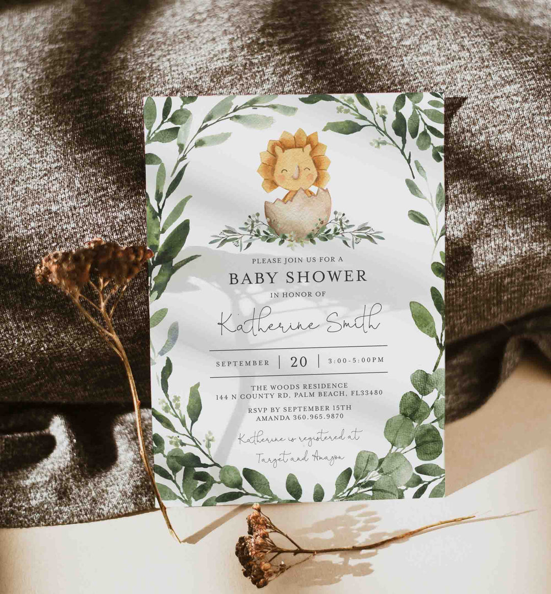 Baby Dinosaur Baby Shower Invitation Printable