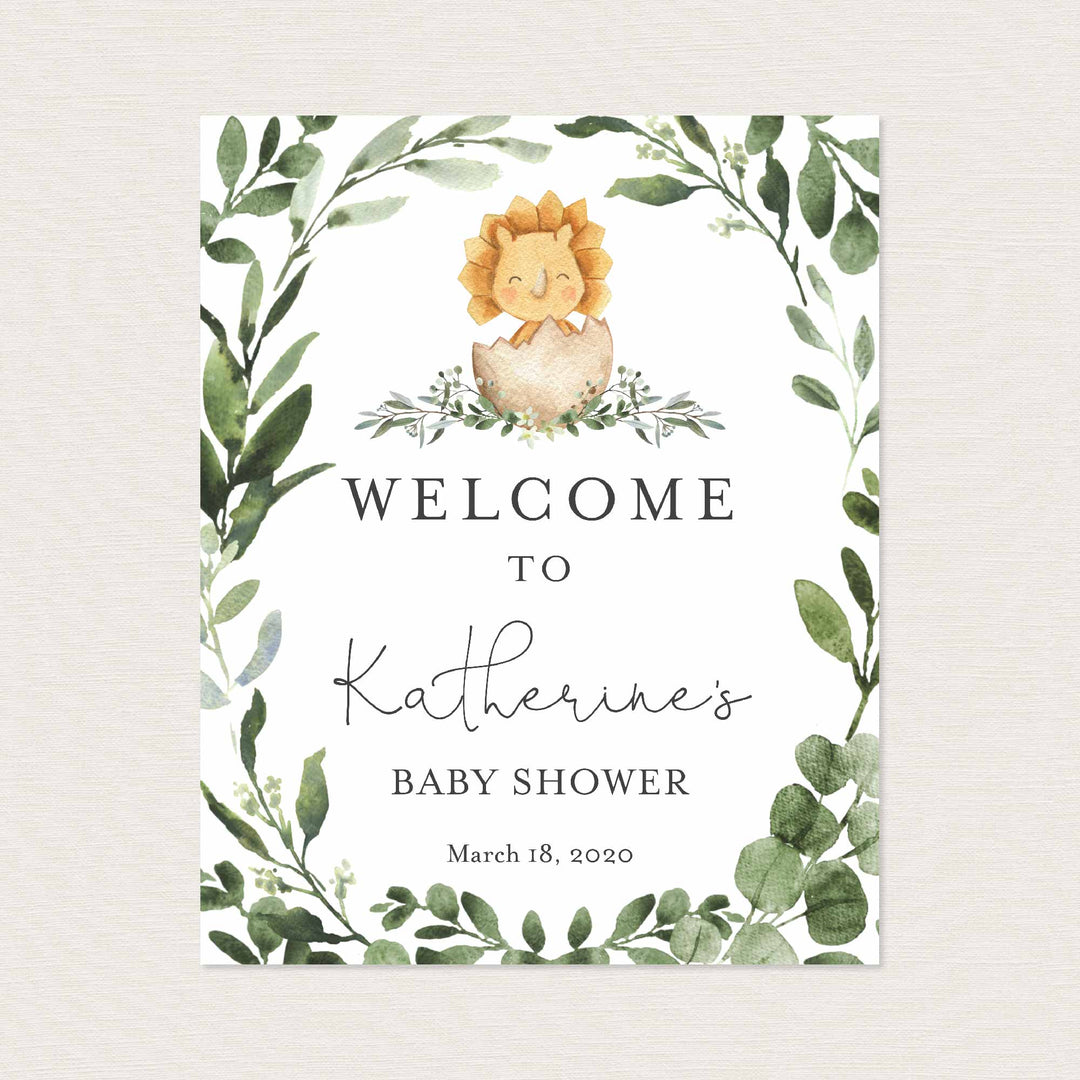Baby Dinosaur Baby Shower Welcome Sign Printable