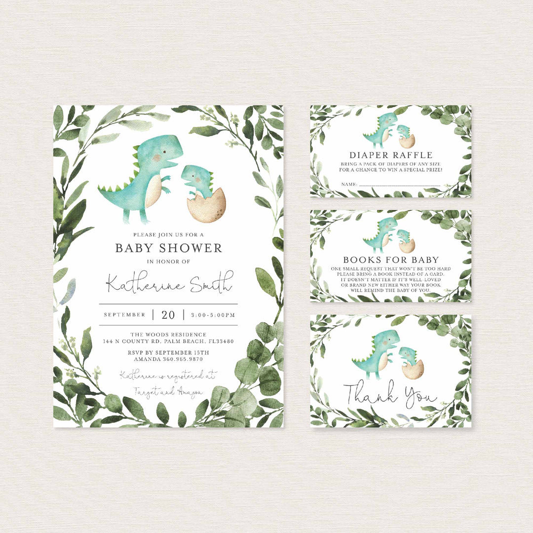 Mummy Baby Dinosaur Baby Shower Suite Printable