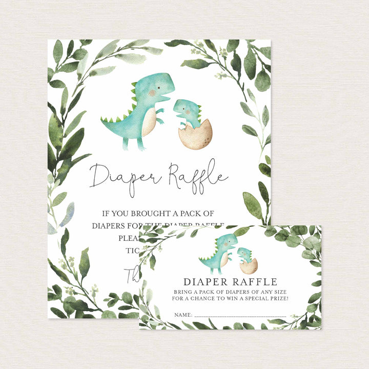Mommy Baby Dinosaur Baby Shower Diaper Raffle Printable