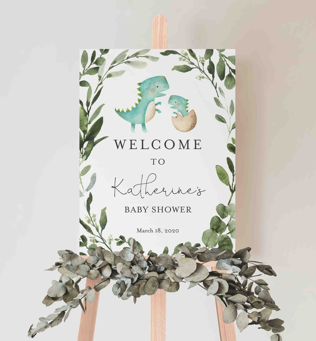 Mommy Baby Dinosaur Baby Shower Welcome Sign Printable