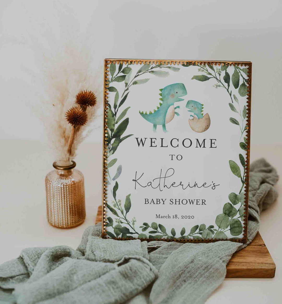 Mommy Baby Dinosaur Baby Shower Welcome Sign Printable