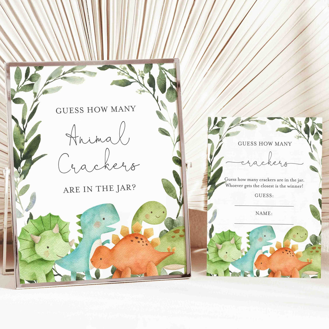 Dinosaurs Baby Shower Guess How Many Animal Crackers Game Printable