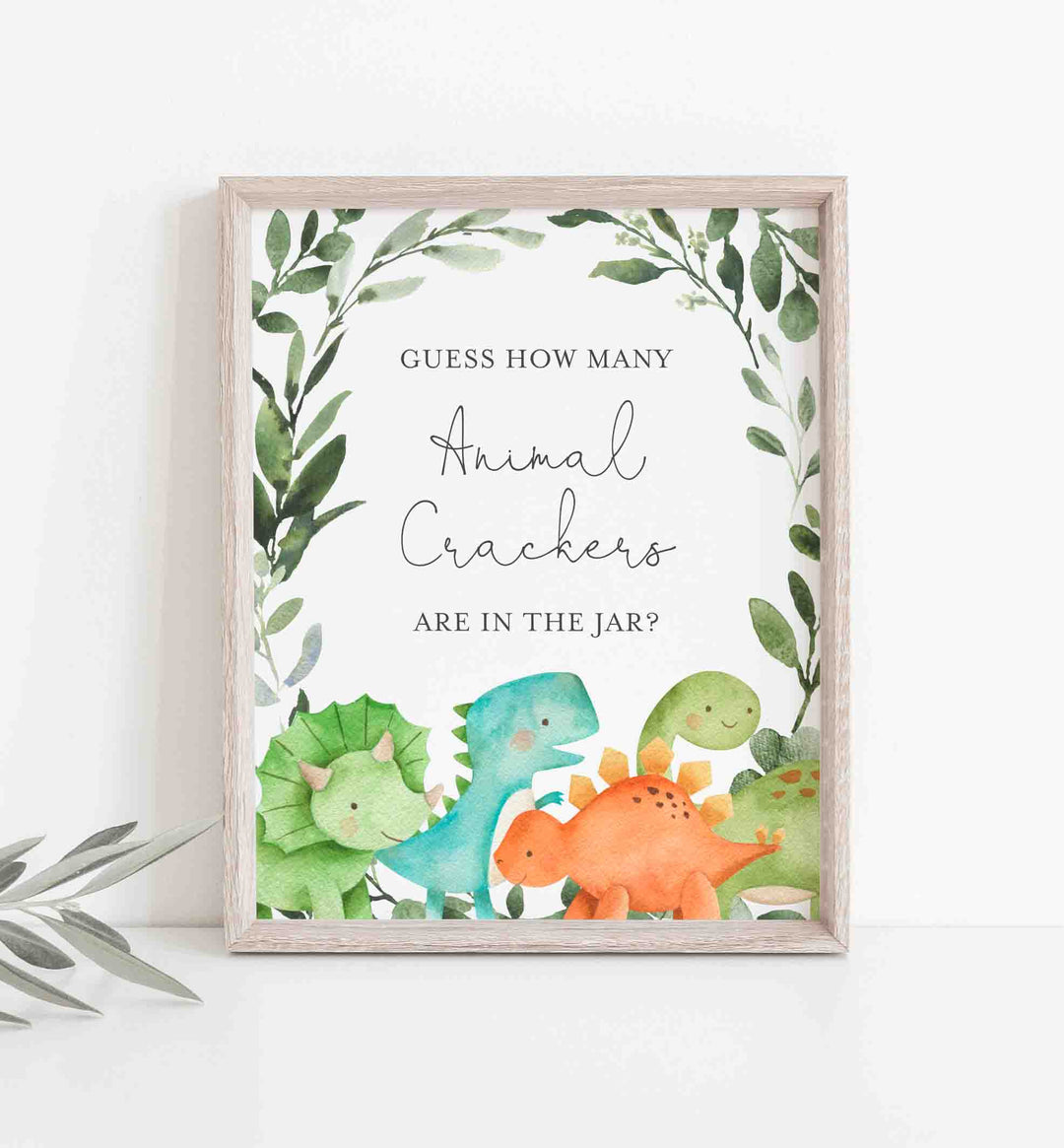 Dinosaurs Baby Shower Guess How Many Animal Crackers Game Printable