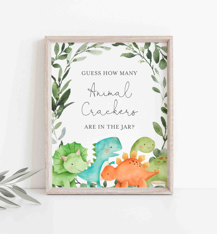 Dinosaurs Baby Shower Guess How Many Animal Crackers Game Printable