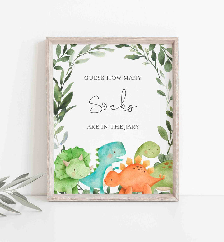 Dinosaurs Baby Shower Guess How Many Socks Game Printable