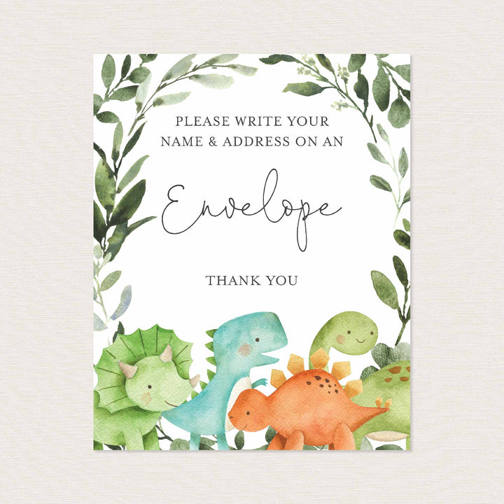 Dinosaurs Baby Shower Address An Envelope Sign Printable