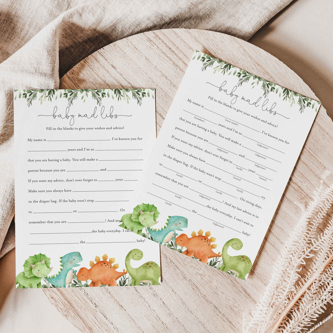 Dinosaurs Baby Shower Mad Libs Printable