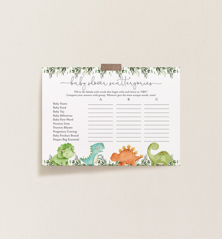 Dinosaurs Baby Shower Scattergories Game Printable