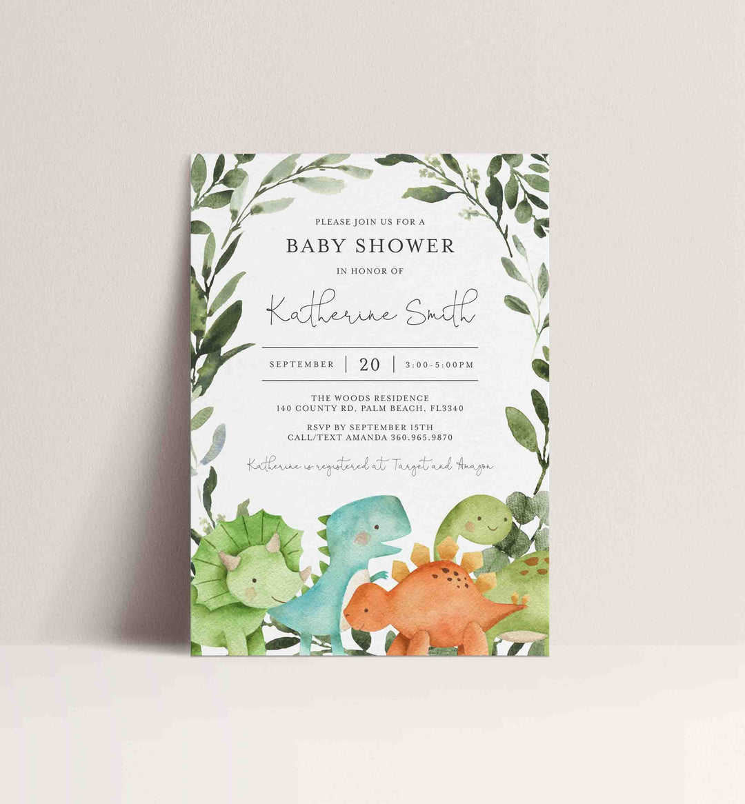 Dinosaurs Baby Shower Invitation Printable