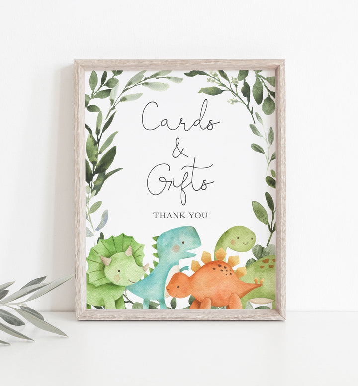Dinosaurs Baby Shower Cards and Gifts Sign Printable