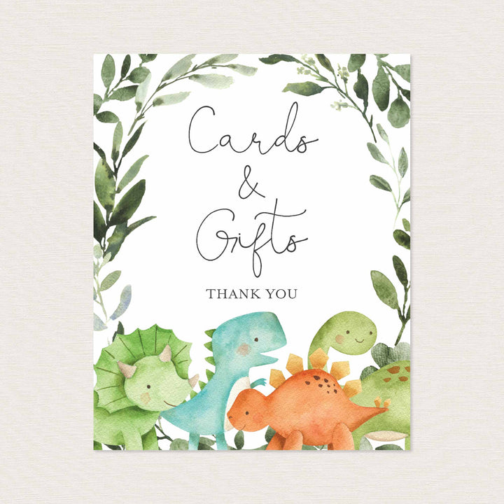 Dinosaurs Baby Shower Cards and Gifts Sign Printable
