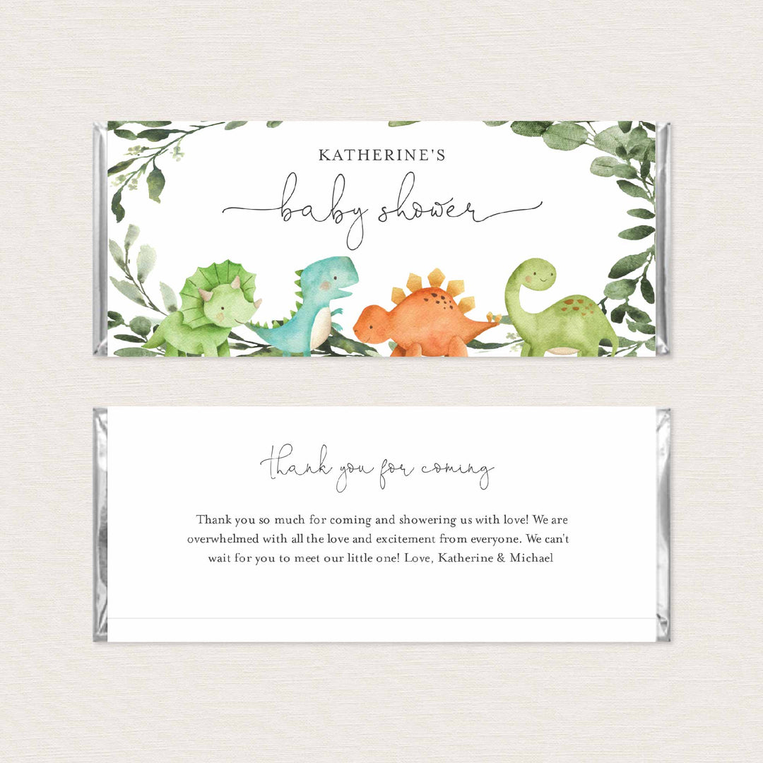 Dinosaurs Baby Shower Chocolate Bar Wrapper Printable
