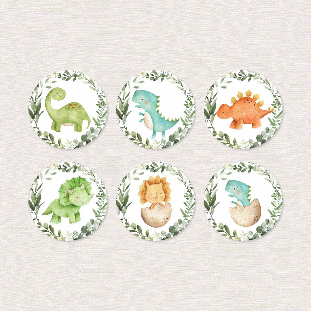 Dinosaurs Baby Shower Cupcake Toppers and Cupcake Wrappers Printable
