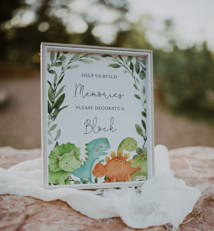 Dinosaurs Baby Shower Decorate A Block Printable