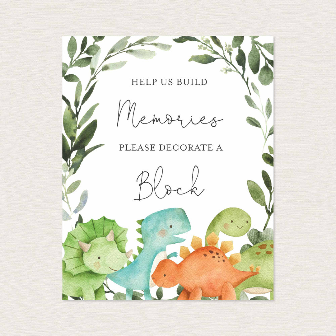 Dinosaurs Baby Shower Decorate A Block Printable
