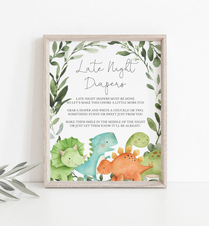 Dinosaurs Baby Shower Diaper Thoughts or Late Night Diapers Printable