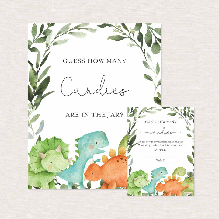 Dinosaurs Baby Shower Guess How Many Candies Game Printable