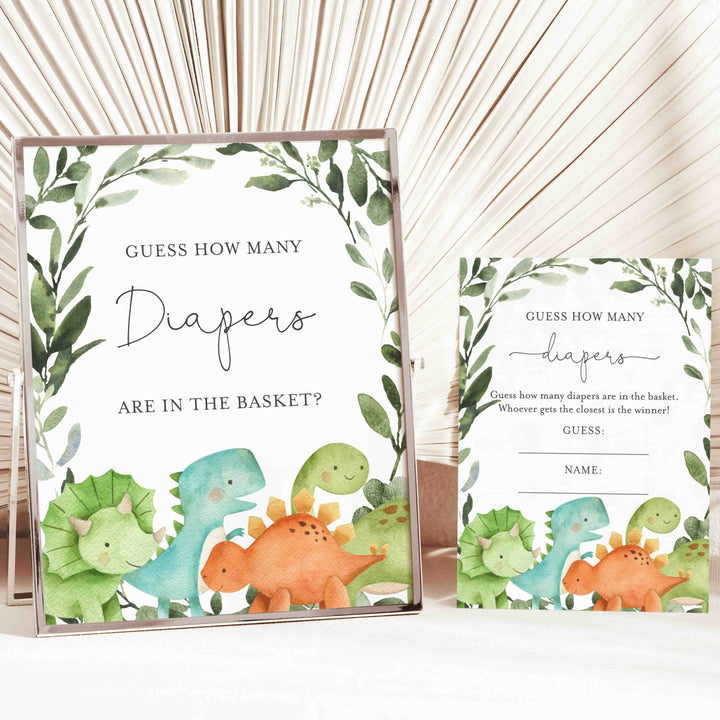 Dinosaurs Baby Shower Guess How Many Diapers Game Printable