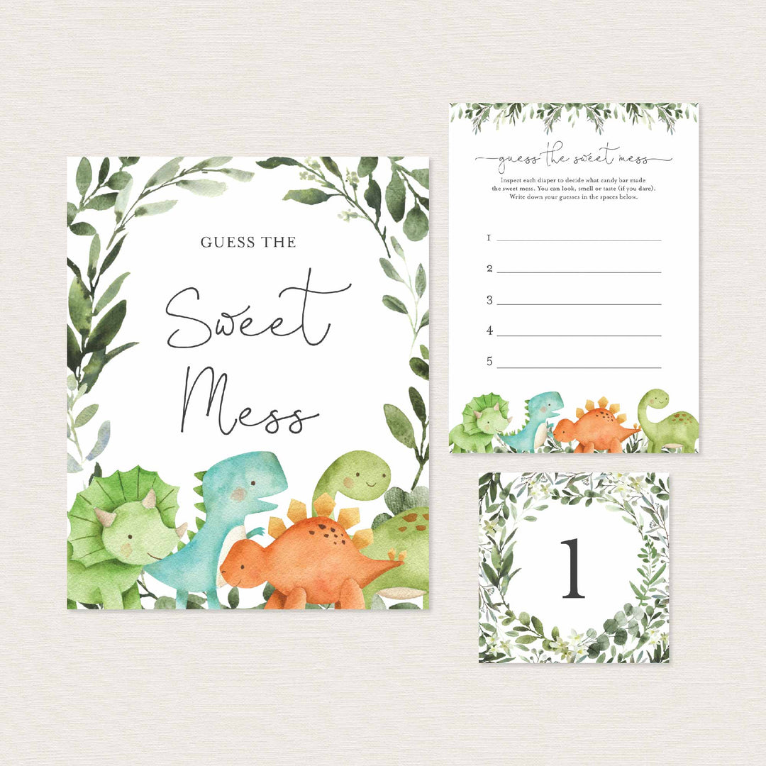 Dinosaurs Baby Shower Guess The Sweet Mess Game Printable
