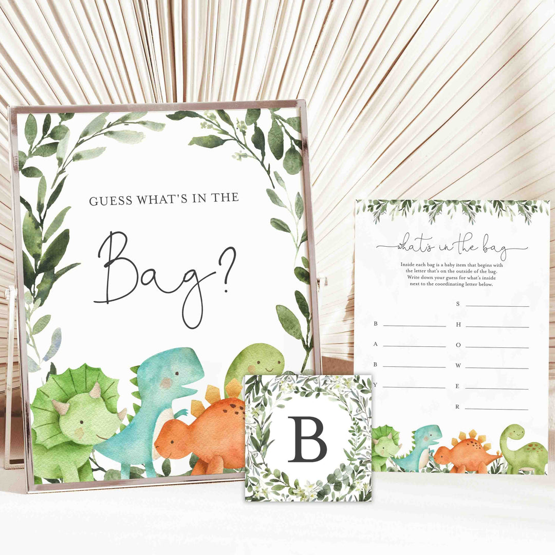 Dinosaurs Baby Shower Guess What's In The Bag Game Printable