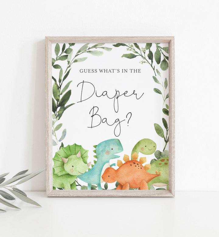 Dinosaurs Baby Shower Guess What's In The Diaper Bag Game Printable