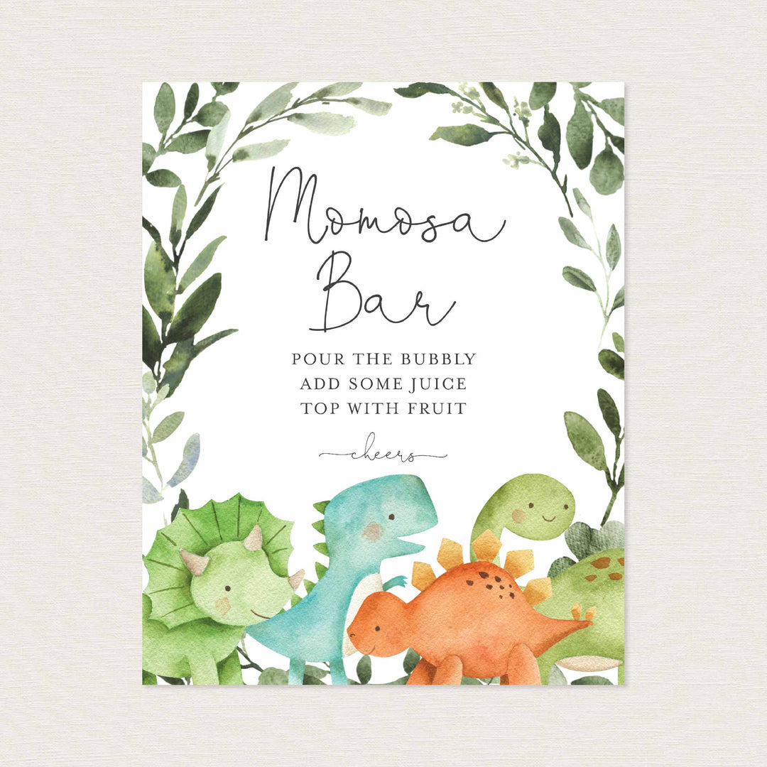 Dinosaurs Baby Shower Mimosa Bar Sign Printable