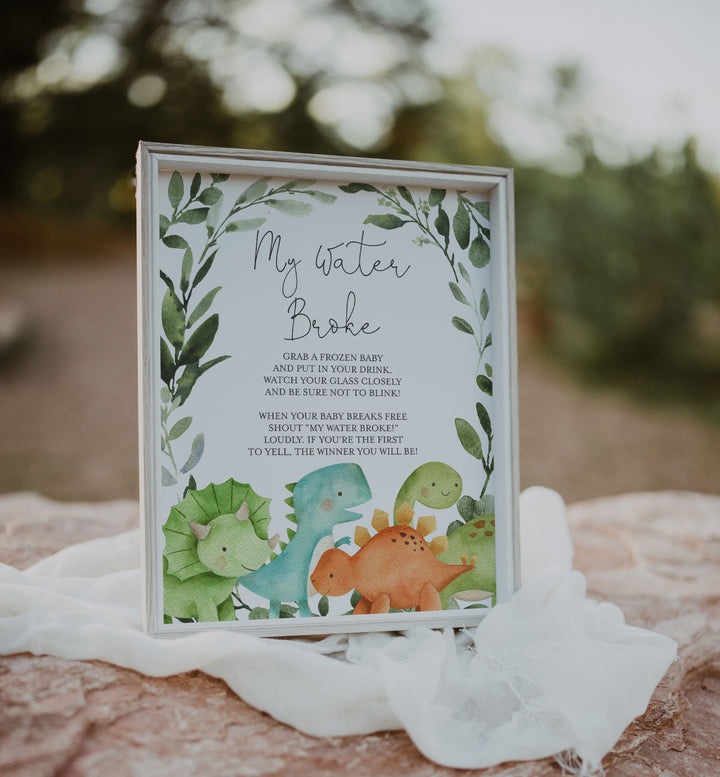 Dinosaurs Baby Shower My Water Broke Game Printable