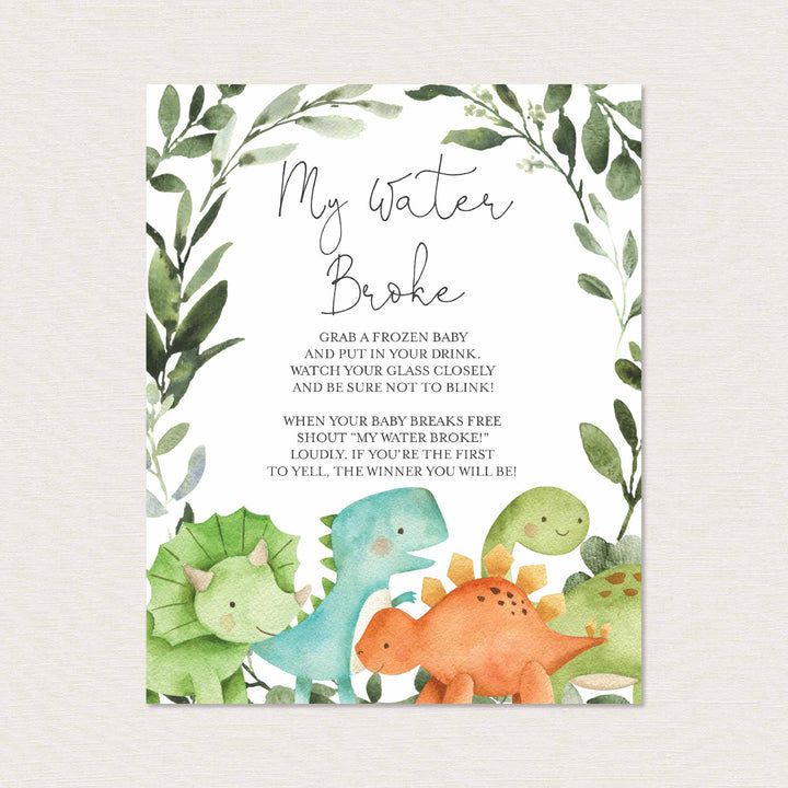 Dinosaurs Baby Shower My Water Broke Game Printable