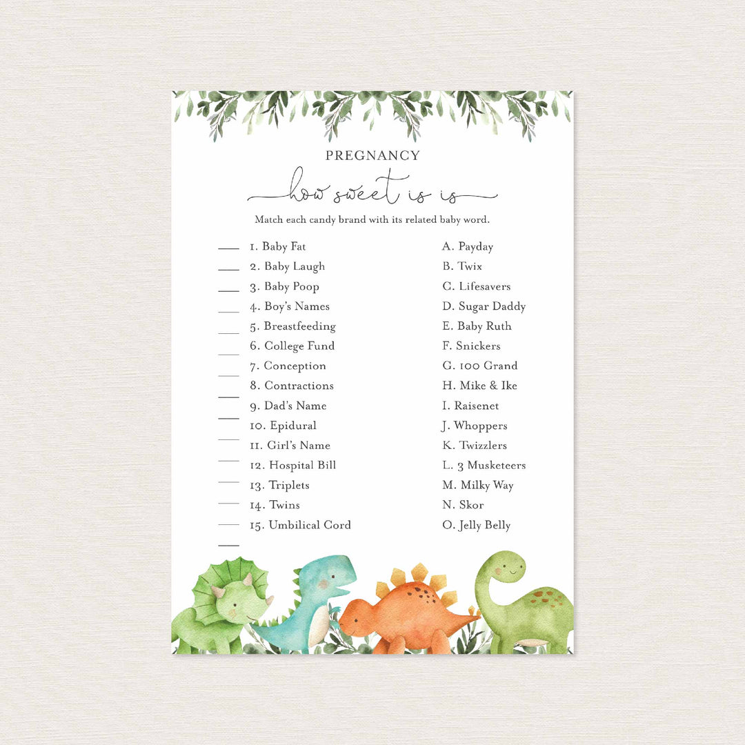 Dinosaurs Baby Shower Pregnancy How Sweet It Is Game Printable