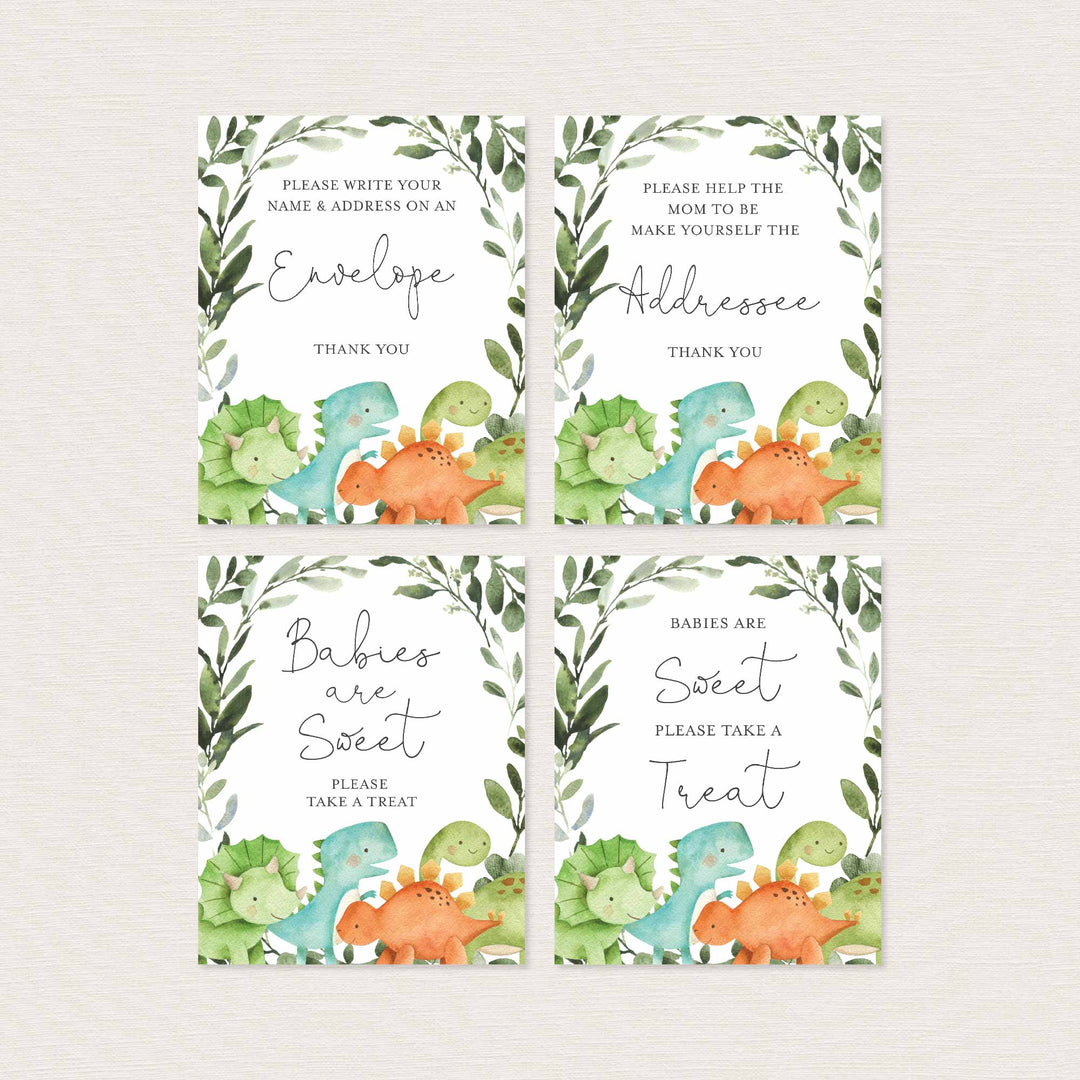 Dinosaurs Baby Shower Table Signs Bundle Printable