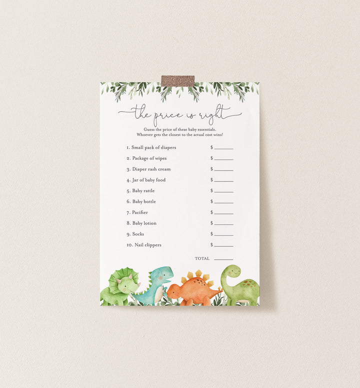 Dinosaurs Baby Shower The Price Is Right Game Printable