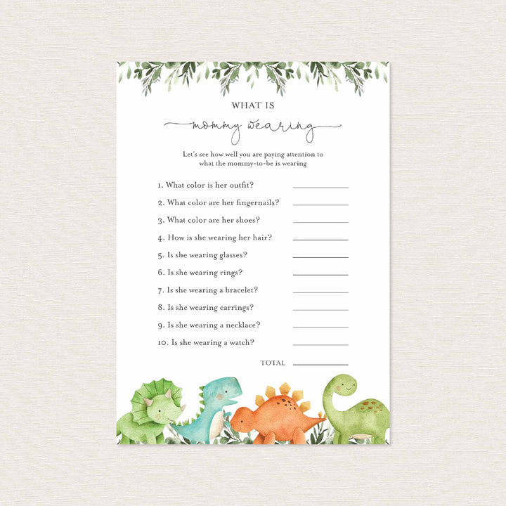 Dinosaurs Baby Shower What Is Mummy Wearing Game Printable