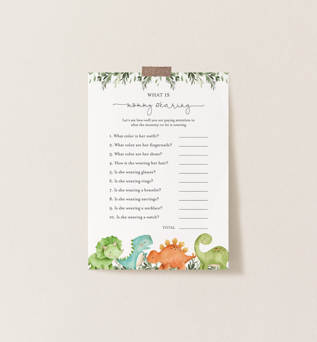 Dinosaurs Baby Shower What Is Mummy Wearing Game Printable
