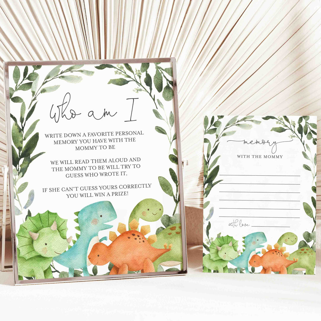 Dinosaurs Baby Shower Who Am I Game Printable