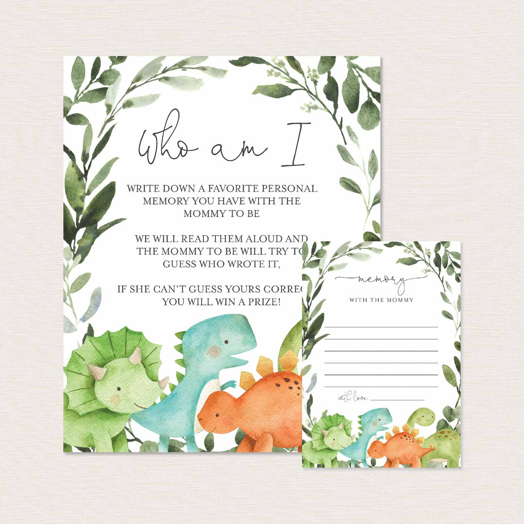 Dinosaurs Baby Shower Who Am I Game Printable