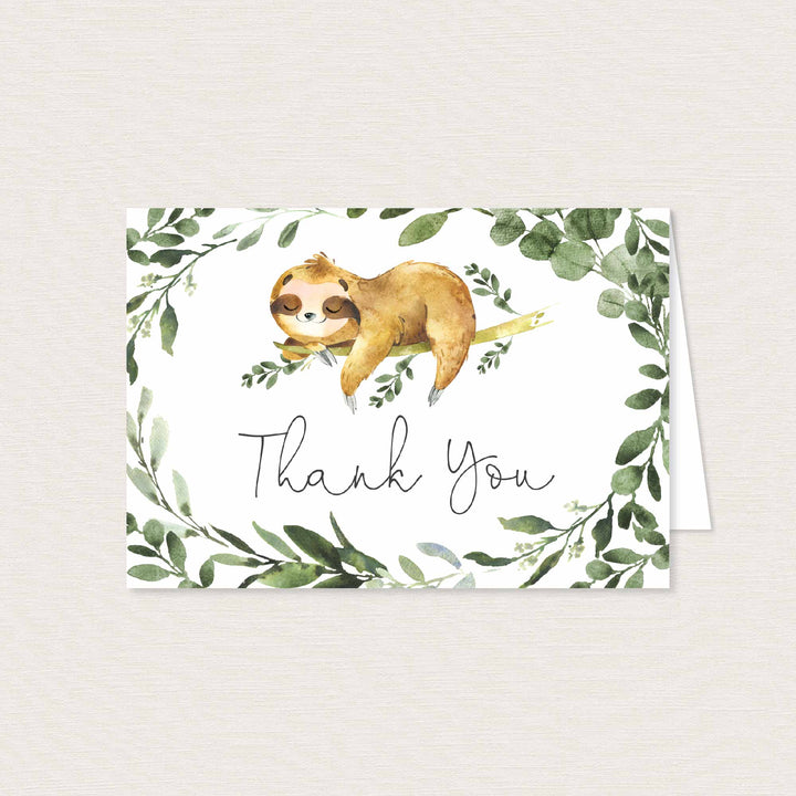 Sleeping Sloth Baby Shower Thank You Card Printable