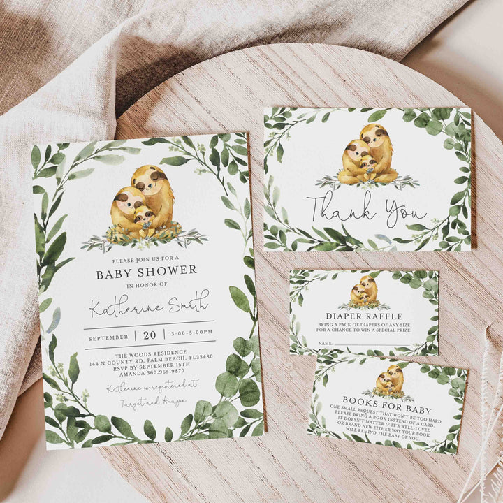 Sloth Family Baby Shower Suite Printable