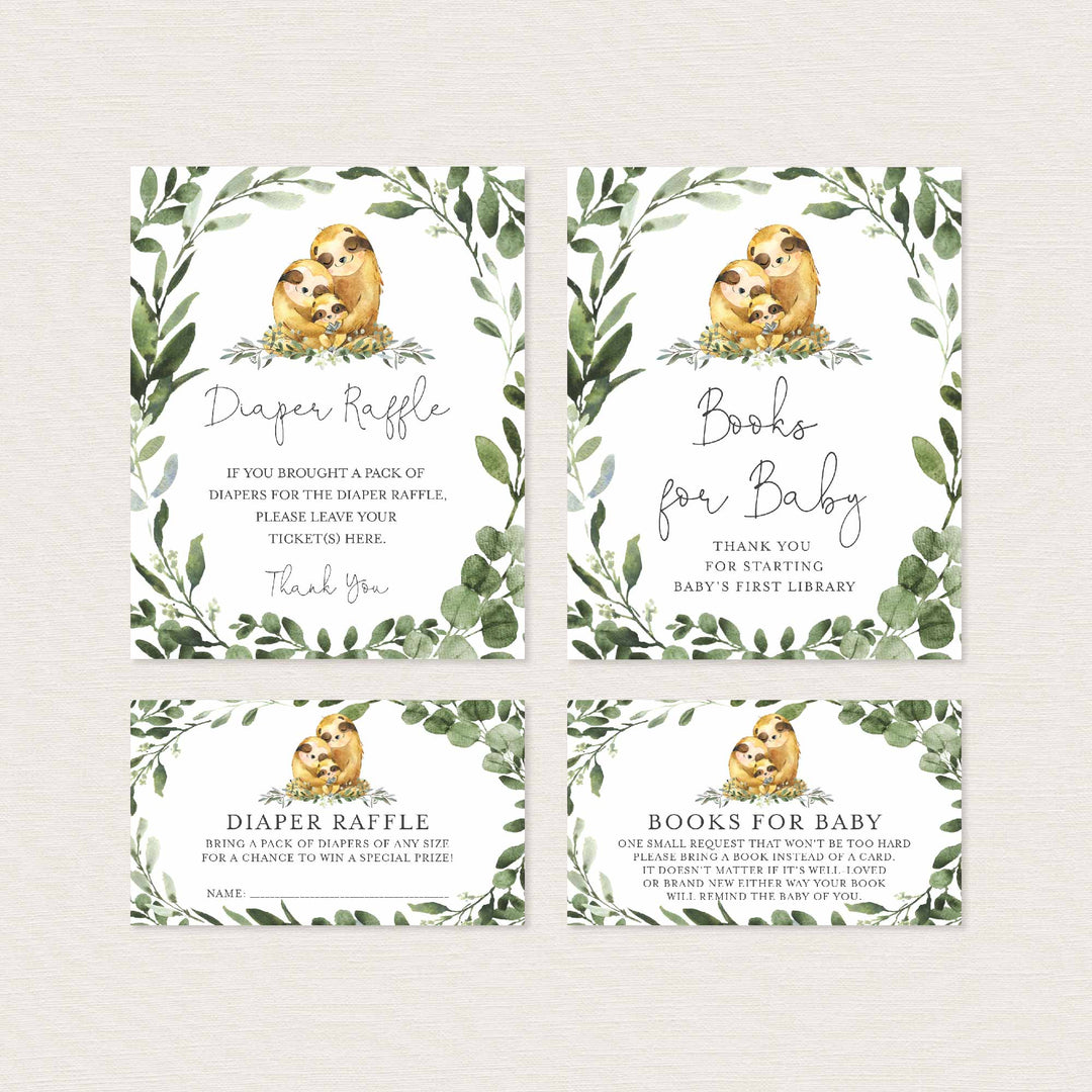 Sloth Family Baby Shower Suite Printable