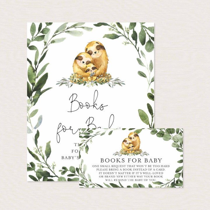 Sloth Family Baby Shower Books For Baby Printable
