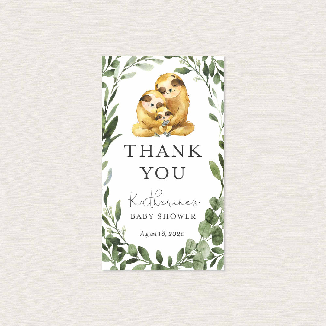 Sloth Family Baby Shower Favour Tag Printable