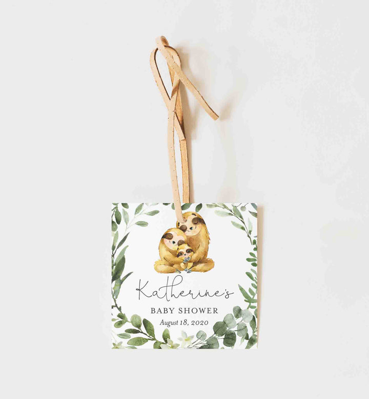 Sloth Family Baby Shower Favour Tag Printable