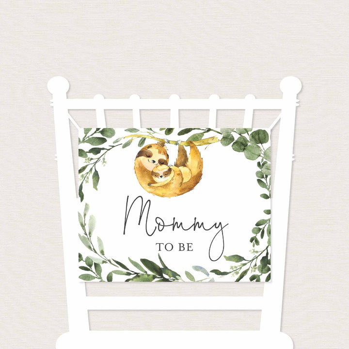 Mummy Baby Sloth Mummy and Daddy To Be Chair Sign Printable