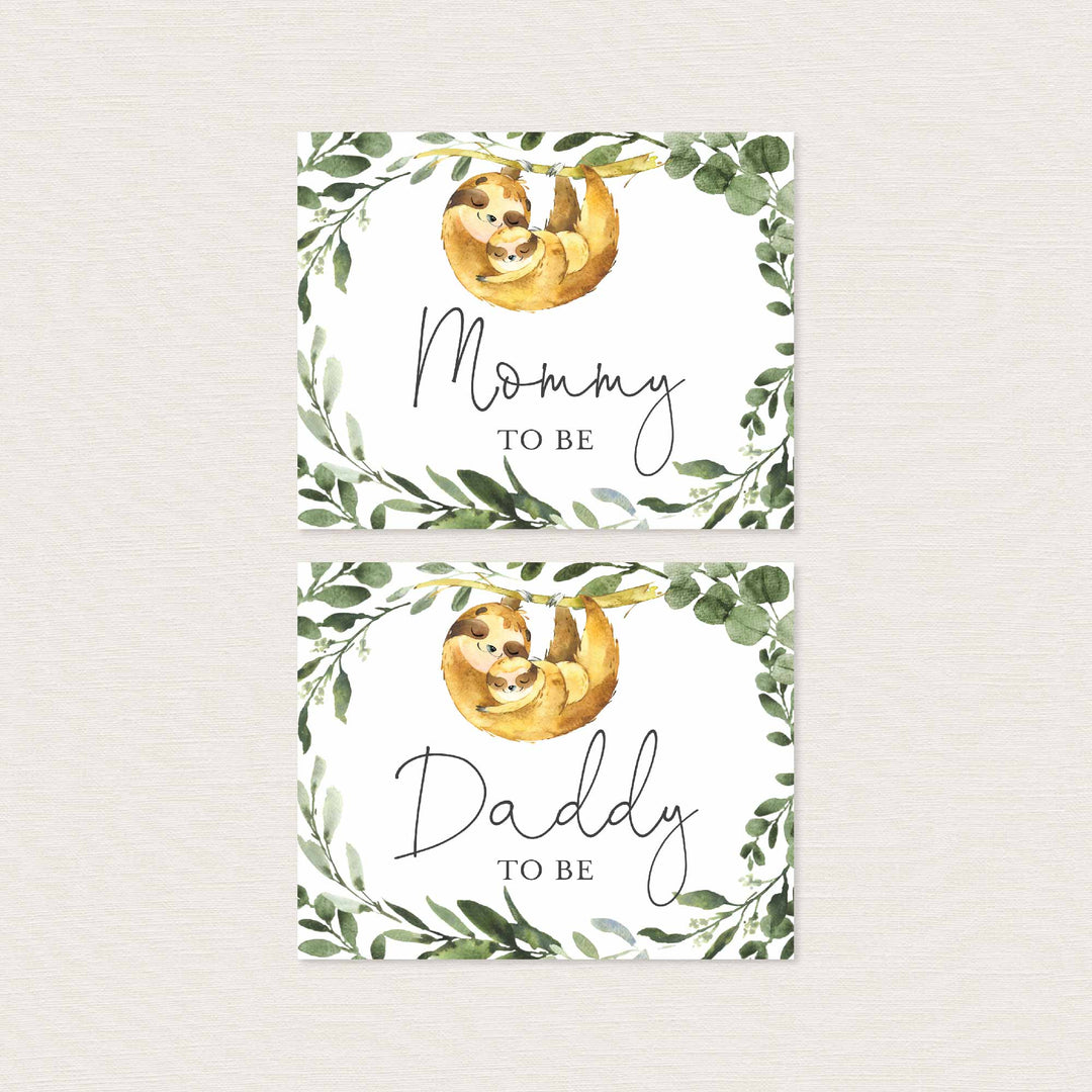 Mummy Baby Sloth Mummy and Daddy To Be Chair Sign Printable