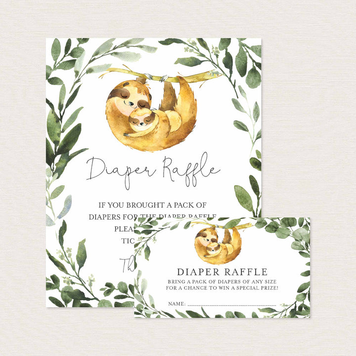 Mommy Baby Sloth Baby Shower Diaper Raffle Printable