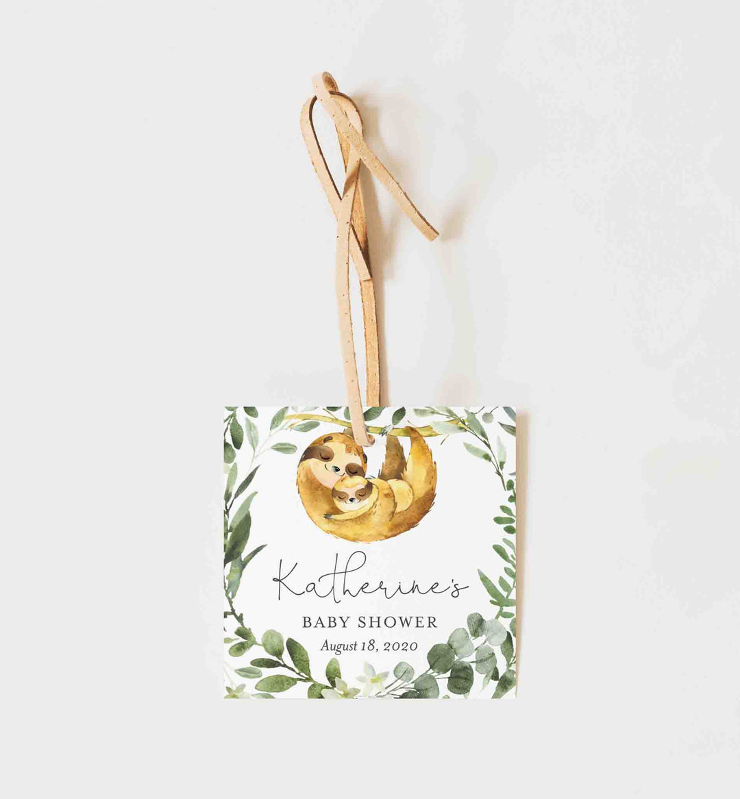Mommy Baby Sloth Baby Shower Favour Tag Printable