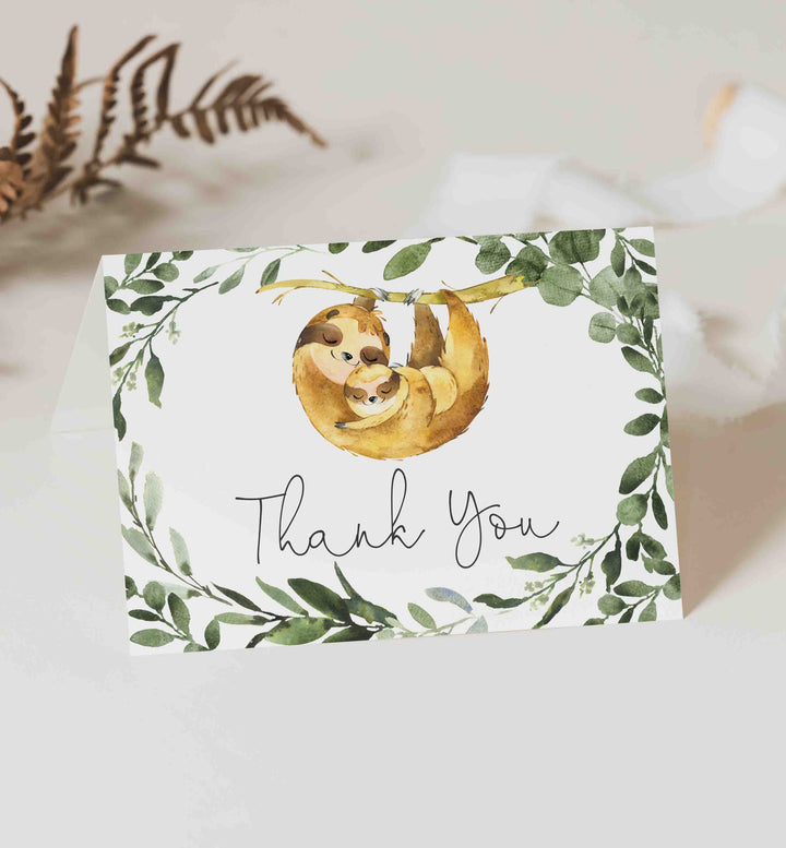 Mommy Baby Sloth Baby Shower Thank You Card Printable