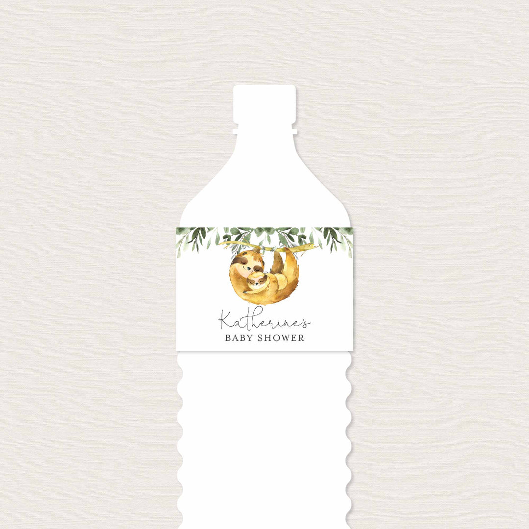 Mommy Baby Sloth Baby Shower Water Bottle Label Printable