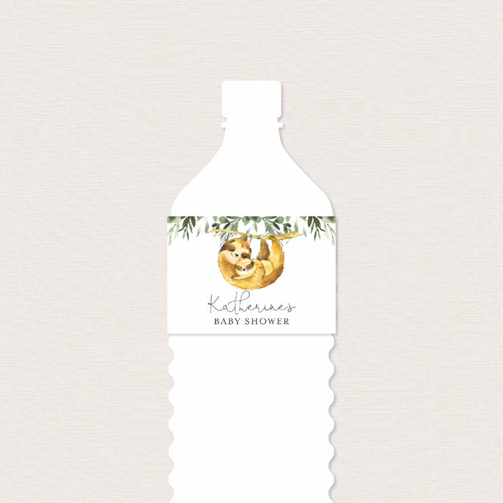 Mommy Baby Sloth Baby Shower Water Bottle Label Printable